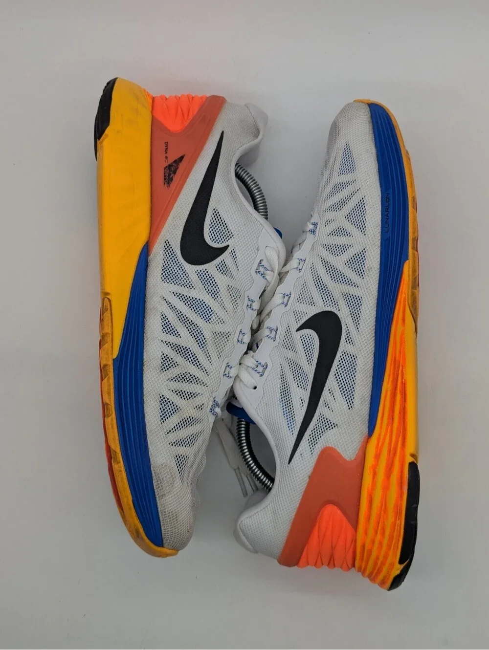 Nike LunarGlide 6 White Blue Orange Mens Size 10.5 Running Shoes 2014 654433-101